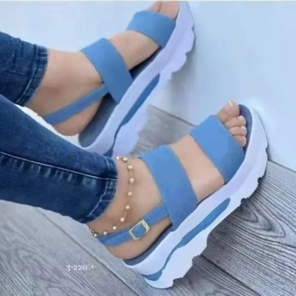 2025 Women's Sandals Summer New Large Size Women's Shoes Wide Face With Wedge Sandals - Image 4