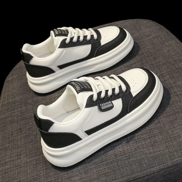 2025 Women's Spring New Breathable White Shoes Women's Versatile Thick Soled Sports and Leisure Board Shoes Trendy Shoes - Image 3