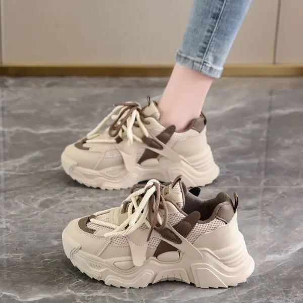 2025 New White Sneakers for Women Platform Leather Sneakers Women Leisure Walking Shoes - Image 5