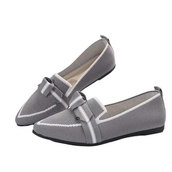 2025 Women's Slimming Pointed Plus-Size Flat Shoes Flying Woven Pedal Bow Casual Look Slip-On Breathable Color-Matching Summer - Image 5