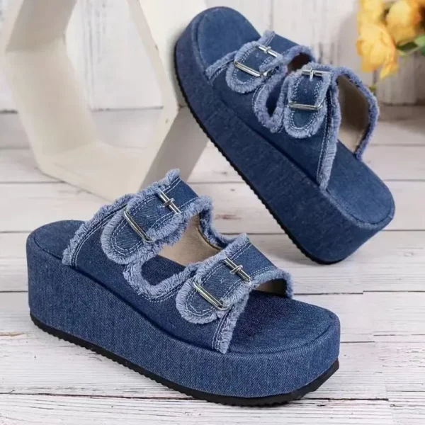 2025 New Creative Little Fragrance Slipper Movement Thick Bottom Slippers Fashionable Versatile Cowboy Flat Sandals