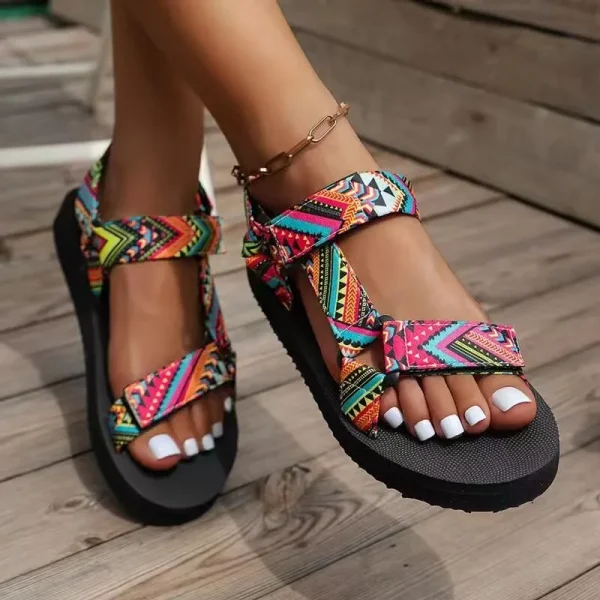 2025Summer Flat Heeled Rope Set Foot Women's Shoes Platform Beach Outdoor Casual Slippers Large Size Sandals for WOmenand Ladies