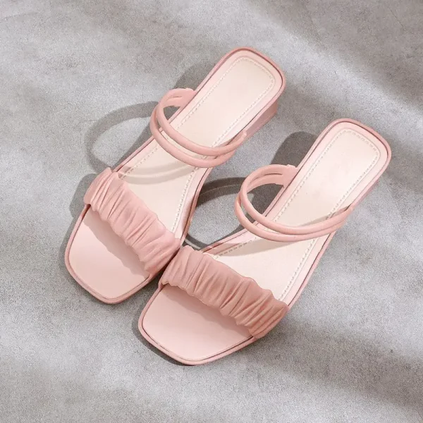 2025 Women Fashion Summer Square Toe High-heeled Sandal Shoes Europe Lady Girls Outdoor Casual Shopping Slipper - Image 3