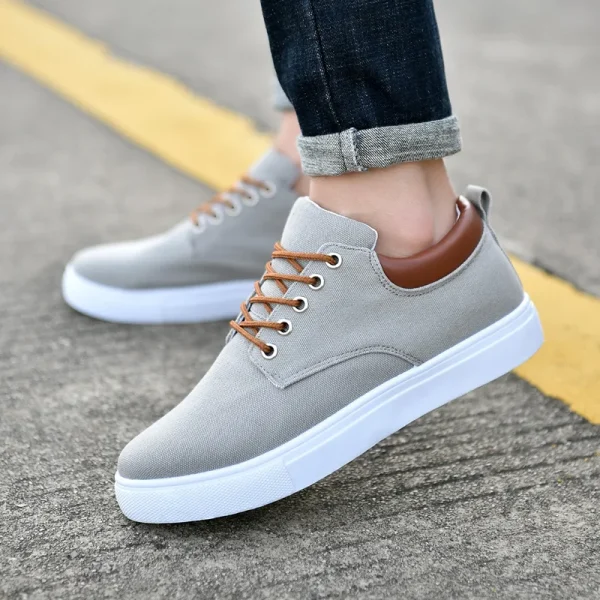 New Canvas Shoes Men Large Size Low Cut All Match Non Slip Rubber Sole Flat Heel Round Head Casual Shoes for Men - Image 2