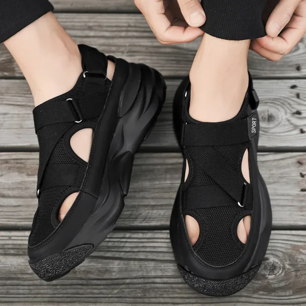 Fabric Upper Thick Sole Men's Closed Toe Outdoor Sports Walking Sandals Summer Driving Shoes for Men Summer - Image 3