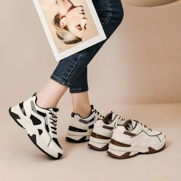 Anti slip Breathable Women's Platform Mesh Daddy Shoes Breathable Heightening Jogging Walking Sneakers for Women - Image 3