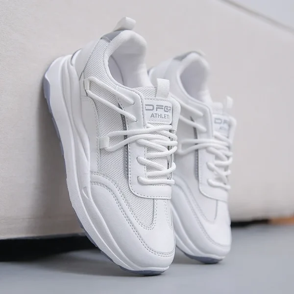Rubber Out-sole Lace up Womens Breathable Walking Style Sports Gym Jogging Tennis Fitness White Shoes Sneakers for Women - Image 3