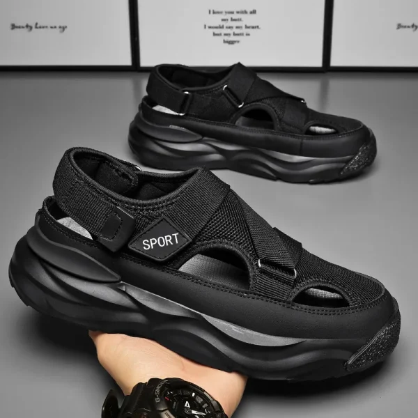 Fabric Upper Thick Sole Men's Closed Toe Outdoor Sports Walking Sandals Summer Driving Shoes for Men Summer
