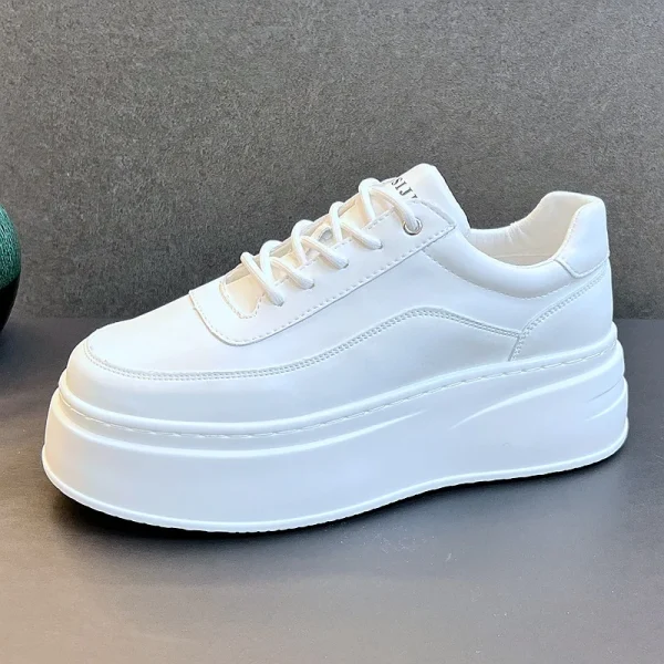 2025 Mens Shoes Summer Breathable New Thick Soled Inner Height Increasing White Shoes - Image 5