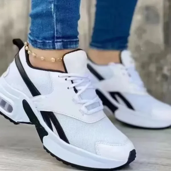 2025 Comfortable Breathable Casual Fashion Sneakers Flat Walking Shoes for Women Lace up Thick Sole Platform Shoes - Image 2