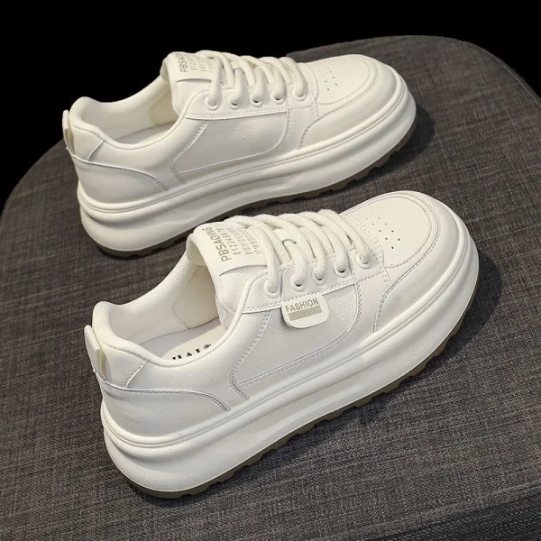 2025 Women's Spring New Breathable White Shoes Women's Versatile Thick Soled Sports and Leisure Board Shoes Trendy Shoes - Image 2