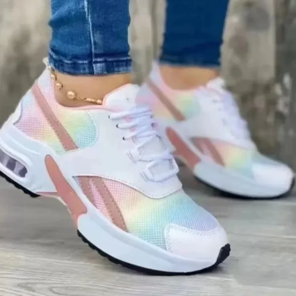 2025 Comfortable Breathable Casual Fashion Sneakers Flat Walking Shoes for Women Lace up Thick Sole Platform Shoes