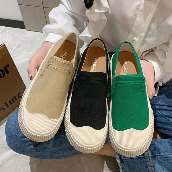 2025 Fashion Comfortable Flat White Women Slip on Walking Casual Shoes - Image 2