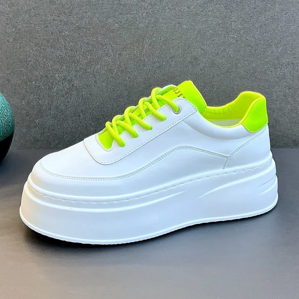 2025 Mens Shoes Summer Breathable New Thick Soled Inner Height Increasing White Shoes - Image 6