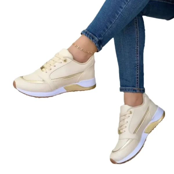 2025 Large Size Cross Lace-up Flat Round Head Color Matching Casual Sneakers - Image 3