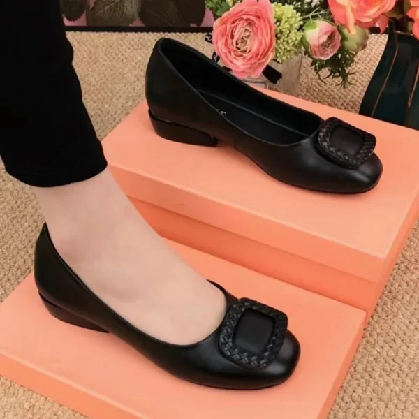 Low Heeled Rubber Shallow Cut Office Shoes for Ladies Three Colors Shoes Woman  Shoes - Image 2