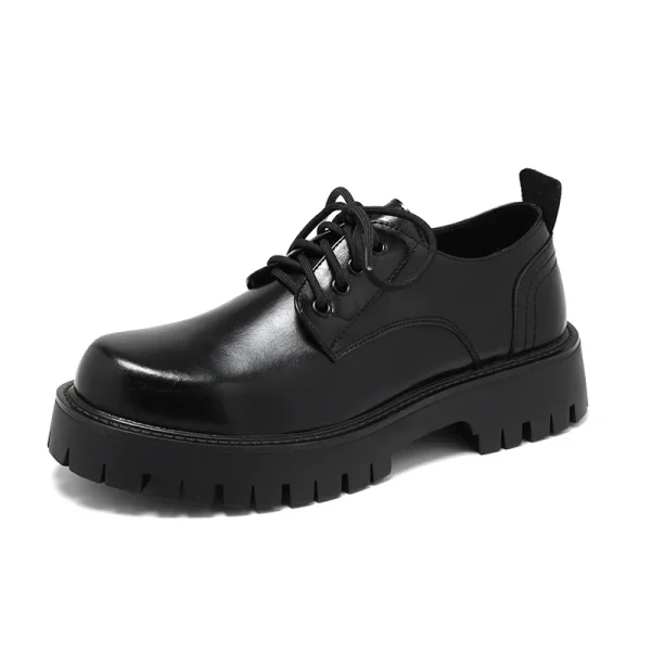 2025 Vintage Round Toe Thick Sole Formal Footwear Casual Shoes Business Lace up Men PU Leather Dress Shoes - Image 6