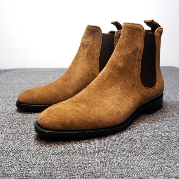 2025 Fashion Pointed Toe High-top Chelsea Boots Men Suede Leather Snow Boots Shoes for Men