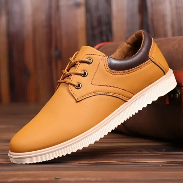 2025 Men's Fashion Leather Sneakers Lightweight Lace up Casual Tennis Shoes Comfortable Breathable Walking Shoes - Image 4