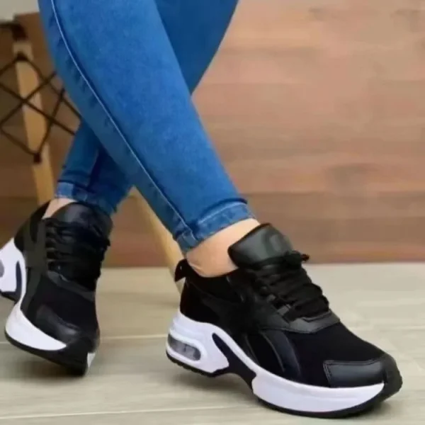 2025 Comfortable Breathable Casual Fashion Sneakers Flat Walking Shoes for Women Lace up Thick Sole Platform Shoes - Image 4