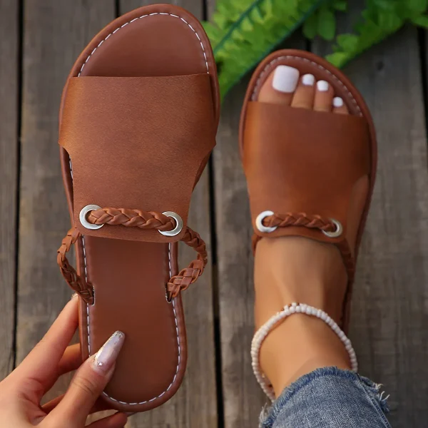 2025 Summer New Thin Sole Beach Sandals Comfortable and Non Wear Ethnic Style Women's Shoes