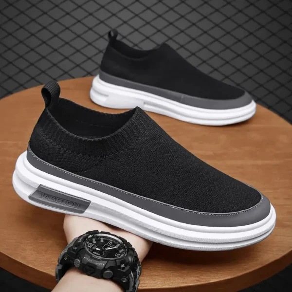 2025 New Flying Woven Breathable Light Men's Shoes Thick Bottom Fashion Casual Sports Shoes - Image 2