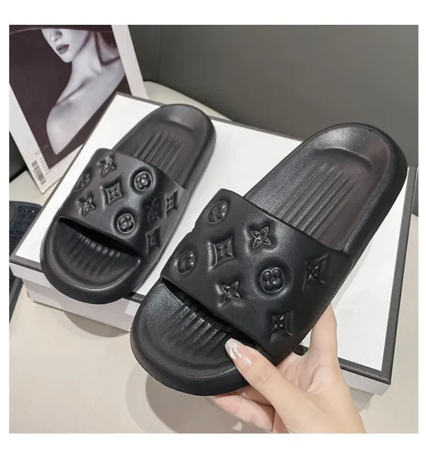 2025 Fashion Design Flat Soft Emboss Flower Upper Outdoor Home Women slippers Sandals - Image 2