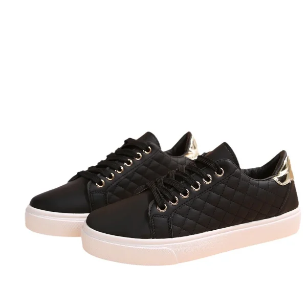 2025 Women's Large Casual Small White Shoes Comfortable Casual Flat Plaid Lace-up Women's Casual Shoes - Image 6
