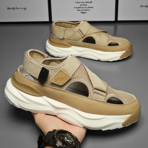 Fabric Upper Thick Sole Men's Closed Toe Outdoor Sports Walking Sandals Summer Driving Shoes for Men Summer - Image 2