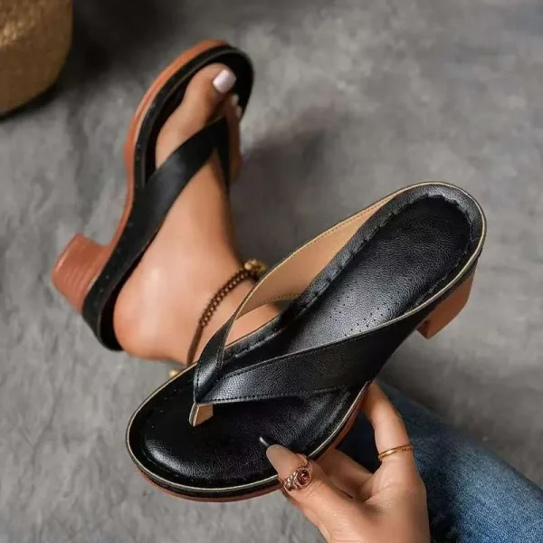 2025 Summer New Style European American Large Size Flip-Flops Women's Thick High Heel Fashion Sandals Outdoor Sandal Wholesale - Image 6
