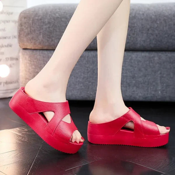 Fashion High Platform Thick Sole Slides Chunky slip on Women Sandals Hot pink Wedge Lady slippers - Image 3