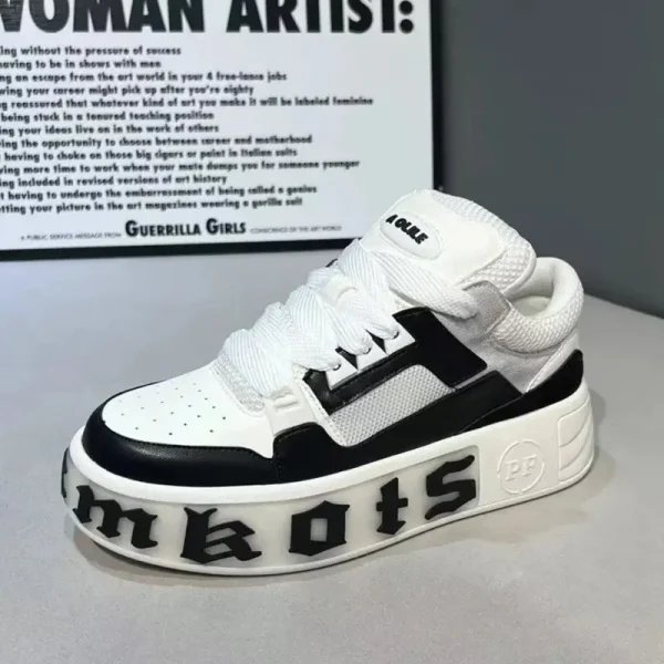 2025 Men's Fashion Casual Shoes Campus Letters Hipster Men Platform Elevating Board Shoes for Men - Image 2
