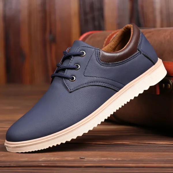 2025 Men's Fashion Leather Sneakers Lightweight Lace up Casual Tennis Shoes Comfortable Breathable Walking Shoes - Image 2