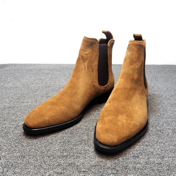 2025 Fashion Pointed Toe High-top Chelsea Boots Men Suede Leather Snow Boots Shoes for Men - Image 6