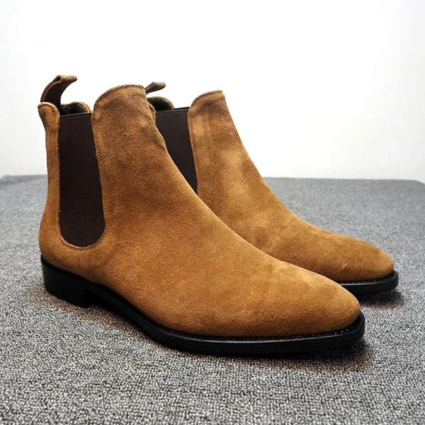 2025 Fashion Pointed Toe High-top Chelsea Boots Men Suede Leather Snow Boots Shoes for Men - Image 4