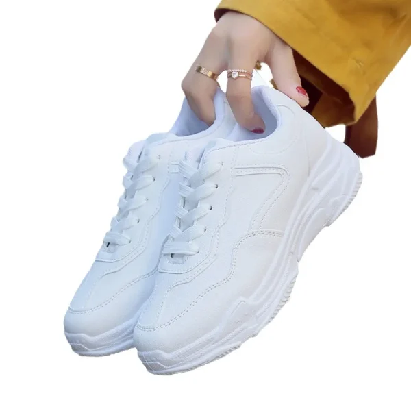 White Thick Bottom Trending Sneakers for Women Fashion Walking Style Running Sport Casual Shoes - Image 6