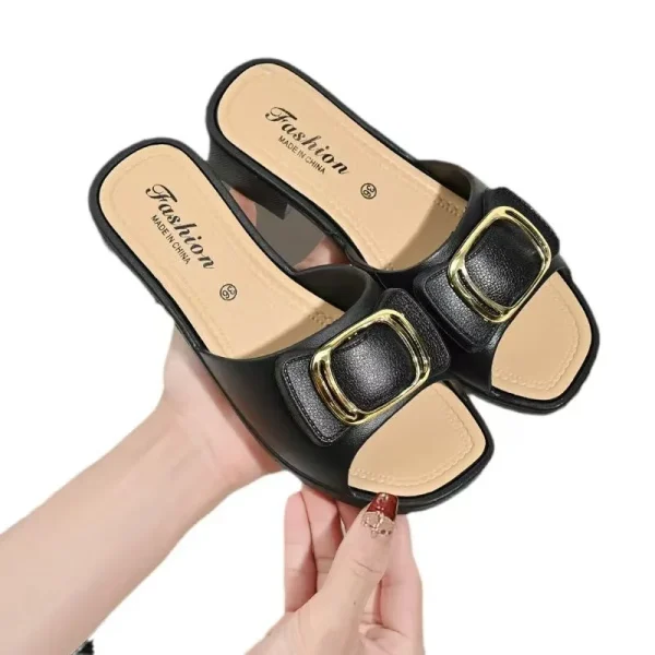 2025 Comfortable Elegance Wedge Sandal for Ladies Mid-heeled Shoe New Design Non-slip Women Shoes Fashion Trend - Image 5