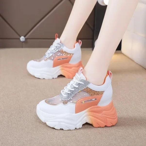 Fashion Trend All Match Sports Court Shoes for Teen-Agers Girl Casual Thick Sole Women White Running Shoes - Image 4