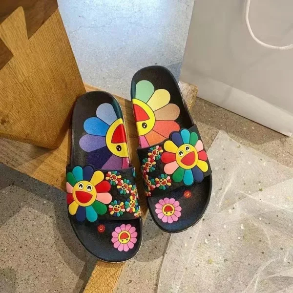 Summer Slippers for Women Fashion Outdoor Beach Sandals Sun Flower Slides Slippers Indoor Home Bathroom Anti Slip Cozy Leisure - Image 4