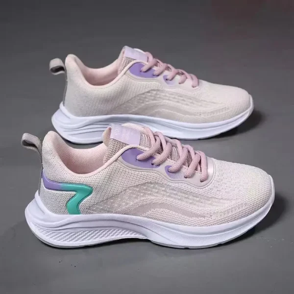 2025 Women's Fall New Flying Woven Lightweight Breathable Running Shoes Comfortable Casual Sneaker Thick Sole Flat - Image 2