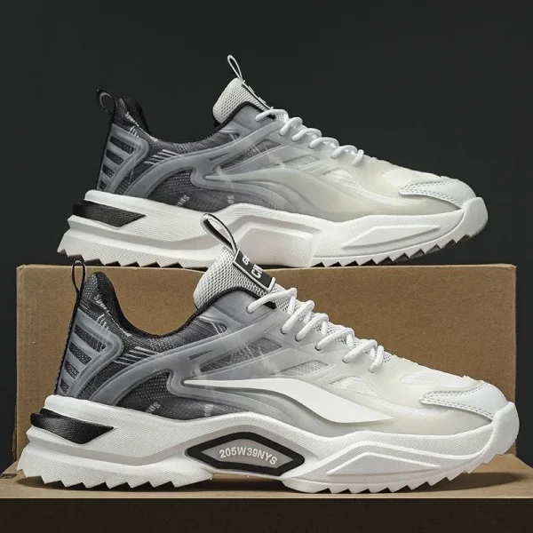 2025 Men's High Quality White Walking Shoes Light Weight Leather Upper Breathable and Comfortable with Anti-Slip Feature - Image 4