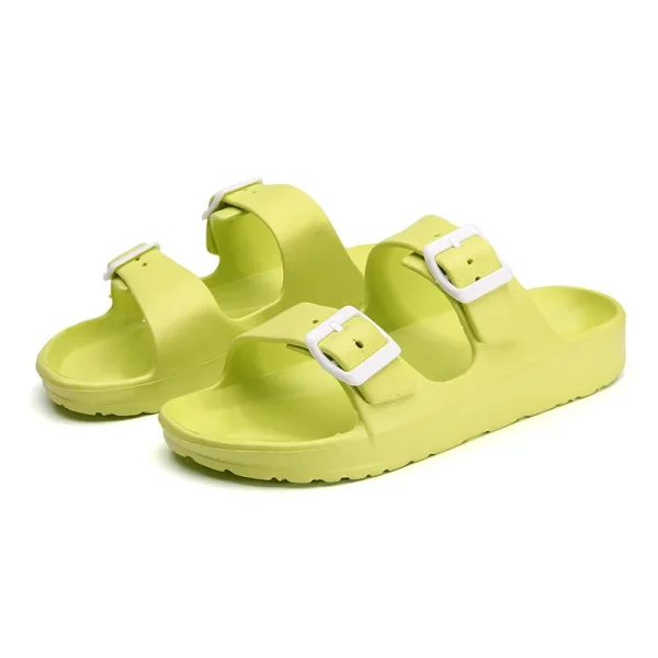 2025  Summer New Arrival Female Slippers Women's Comfort Slides Double Buckle Adjustable EVA Flat Sandals - Image 2