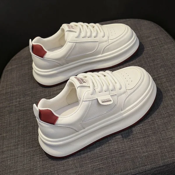 2025 Women's Spring New Breathable White Shoes Women's Versatile Thick Soled Sports and Leisure Board Shoes Trendy Shoes - Image 5