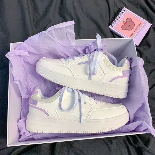 2025 White Sneakers for Women Lace-up Campus Style Student Sports Casual Shoes - Image 6