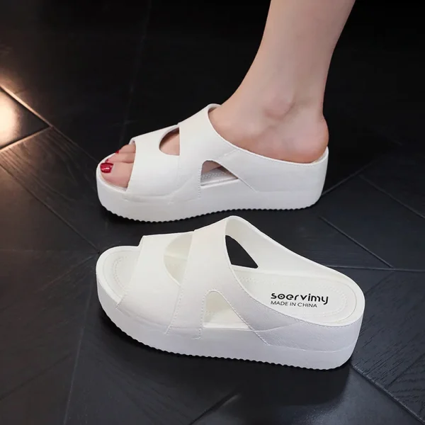 Fashion High Platform Thick Sole Slides Chunky slip on Women Sandals Hot pink Wedge Lady slippers - Image 5