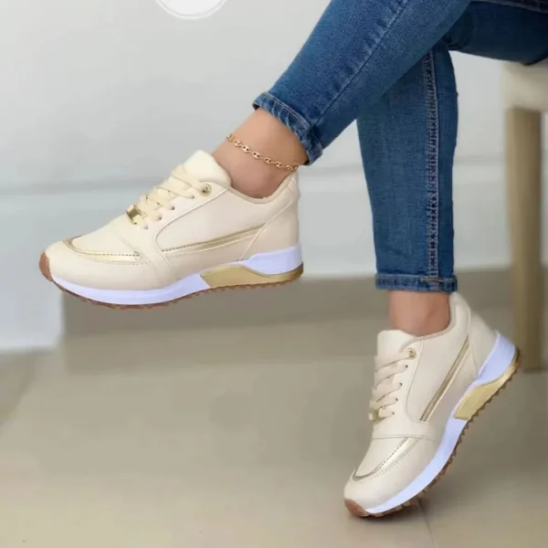 2025 Large Size Cross Lace-up Flat Round Head Color Matching Casual Sneakers - Image 6