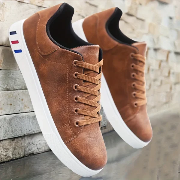 2025 CrossBorder Board ShoesFor Men Mesh Comfortable and Lightweight Leather Shoes Color Blocked Simple and Low Cut Sports Shoes