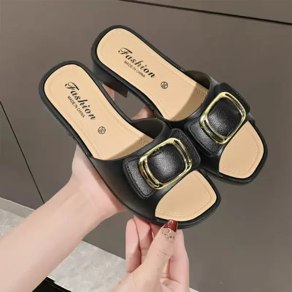 2025 Comfortable Elegance Wedge Sandal for Ladies Mid-heeled Shoe New Design Non-slip Women Shoes Fashion Trend - Image 2