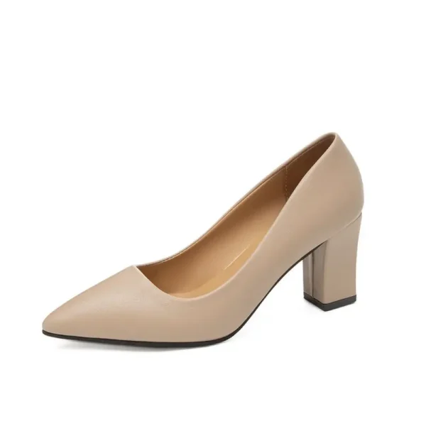 2025 Autumn New Work Simple Fashion High Heels Pointed Toe Thick Heel Shallow Mouth Ladies Shoes - Image 6