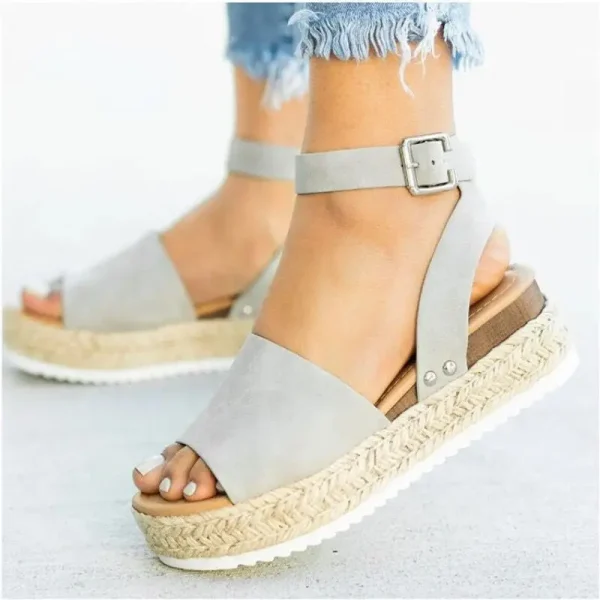 2025 NEW Women's Casual Summer Fashion High Heels Wedges Platform Printed Insole Flat Shoes - Image 4